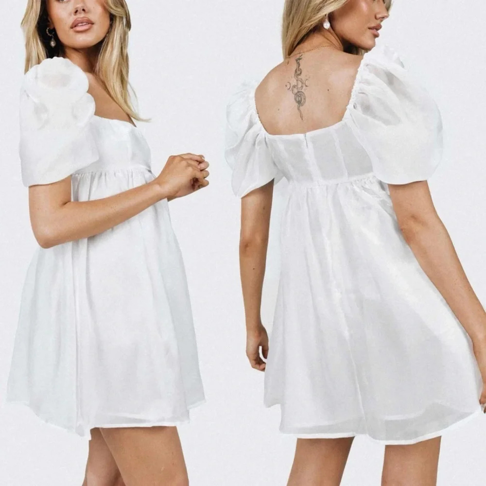 Princess Polly Alaya Shimmery White Mini Dress Sz 6 NWT Rush Sorority